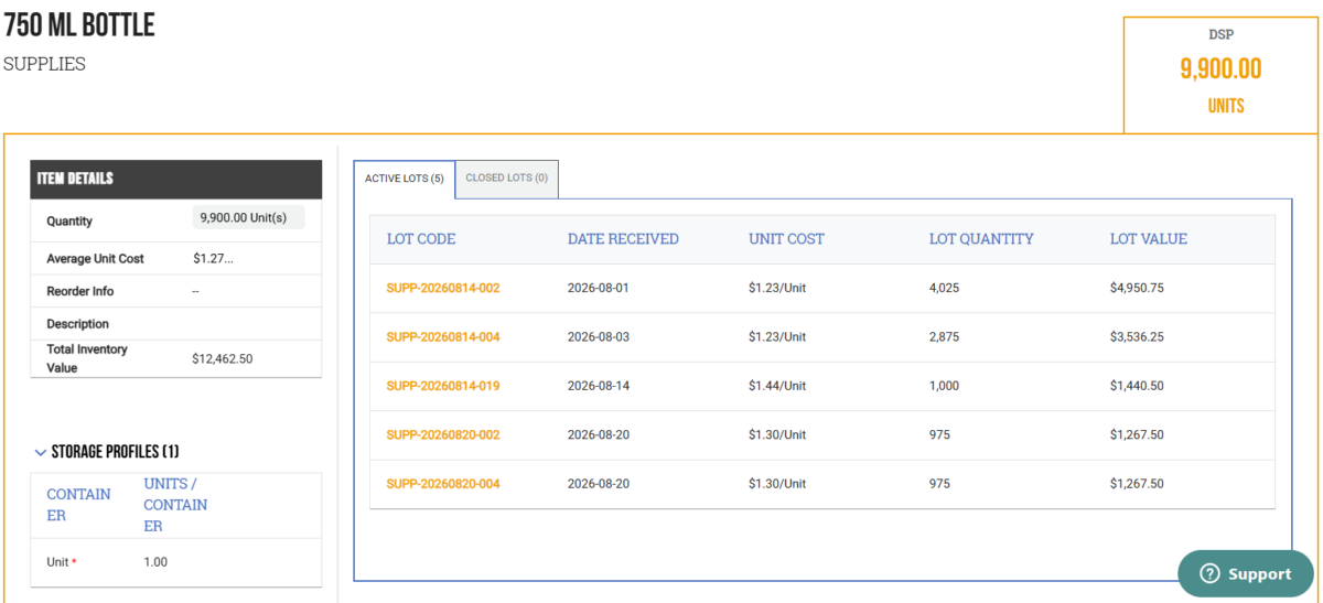 lot tracking - select lots